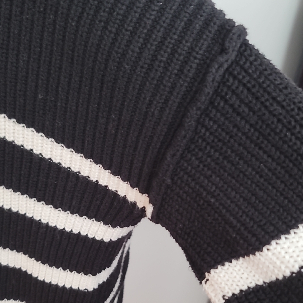 Rachel Zoe  Black and White Striped  Sweater - Picture 7 of 9